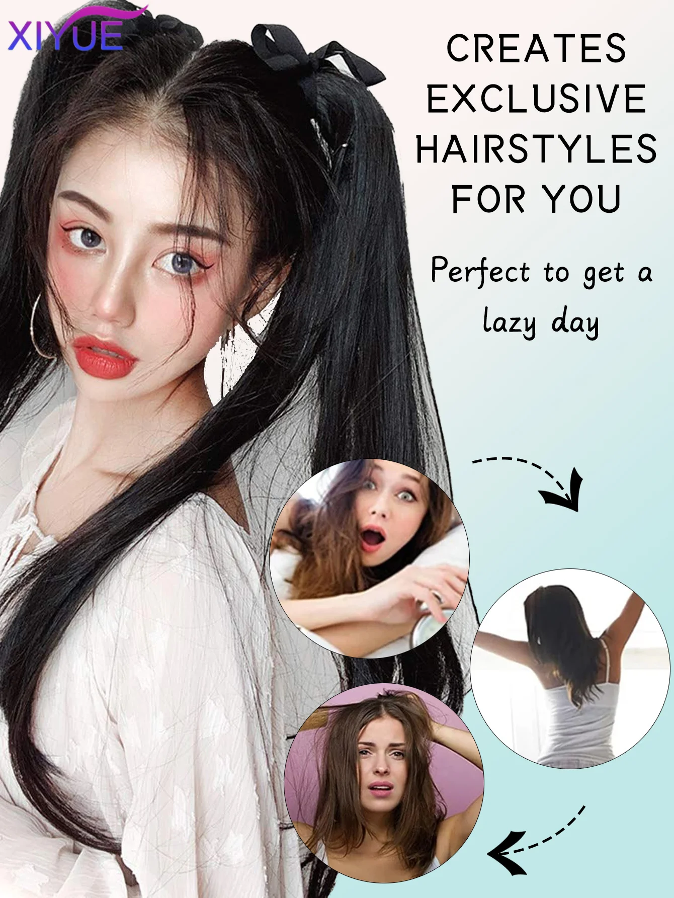 ynthetic Wig Women's Claw Clip Big wave Piece Can Be Tied With A High Strap Style Low Ponytail Braid Hair Natural Hair