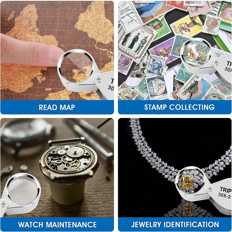 Jewelry Coin Inspection Loupe 3 Pieces Illuminated Jewelry Loop ...