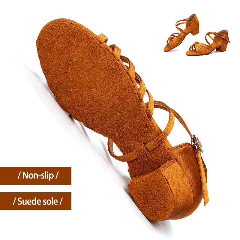 New Girls Latin Dance Shoes Ballroom Salsa Dancing Shoes Low Heels Children Tango Salsa Sandals Dance Shoes For Ladies Women 5
