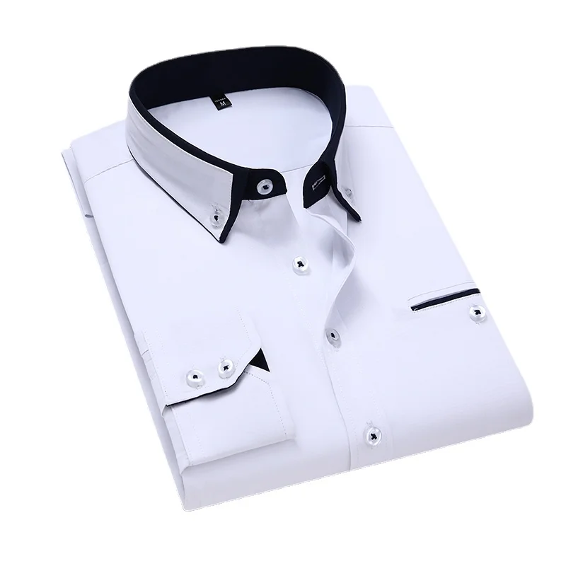 Men Spring Long-Sleeved Shirts 13 Color 8XL British-Style Slim Fit Business Casual