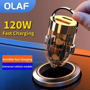 Caricabatteria da auto 120W USB C ricarica Super veloce PD QC3.0 Pull Ring tipo C adattatore per caricabatterie da auto USB per Huawei Xiaomi Iphone
