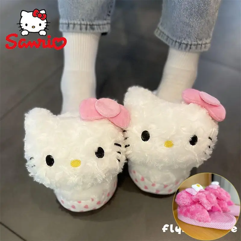

Плюшевые тапочки Sanrio Hellokitty My Melody Cinnamoroll Kuromi, милые домашние тапочки для общежития, аниме аксессуары, рождественские подарки