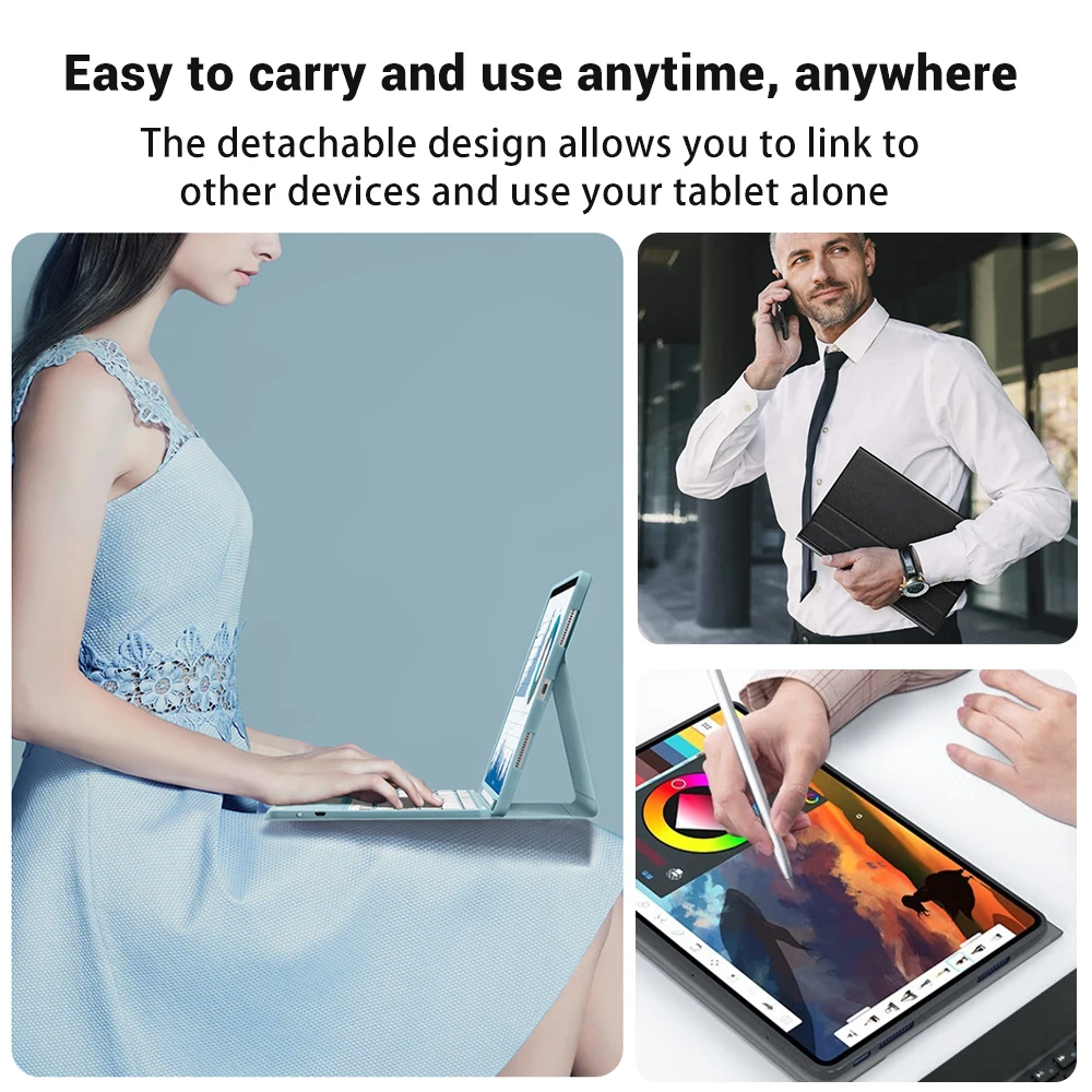 Illuminated Tablet Keyboard Case with Magnetic Attachment