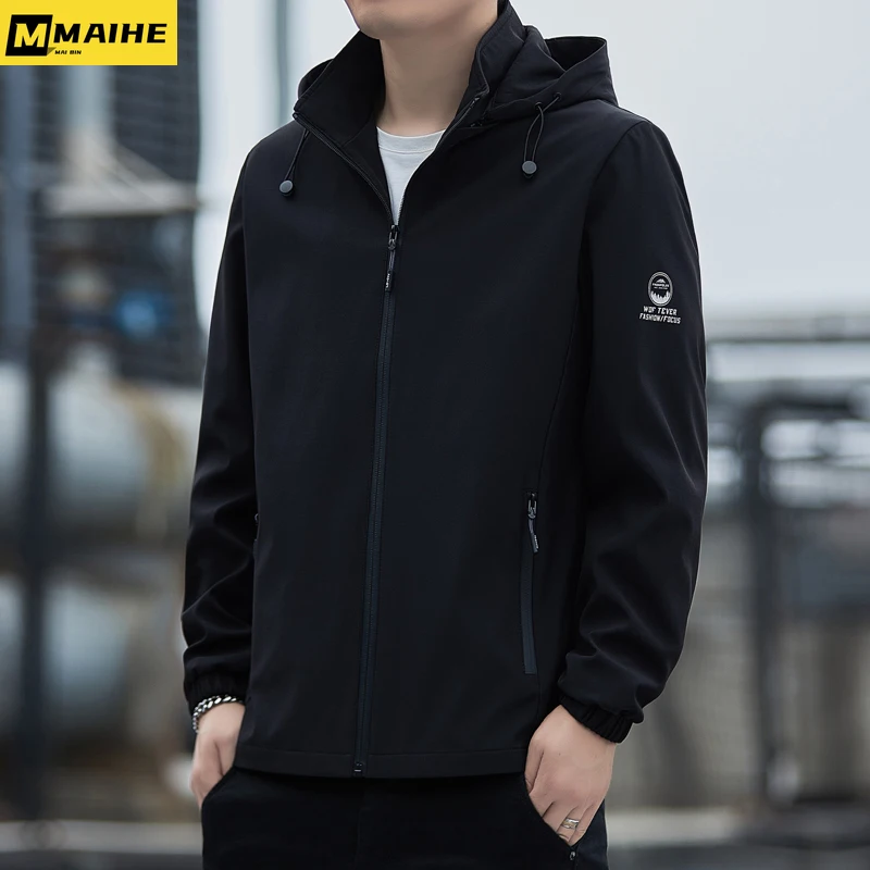 Spring 2023 new Techwear men's Trench casual large size detachable hooded jacket Outdoor sports windproof waterproof men's coat