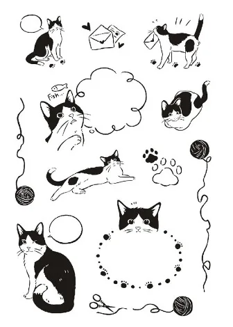 1 Piece Cute Cat Stamps for Kids Transparent Silicone Cartoon Kitten Stamp DIY Decor Scrapbook Journal Stamp Student Supplies decorative stamps,vintage silicone stamps