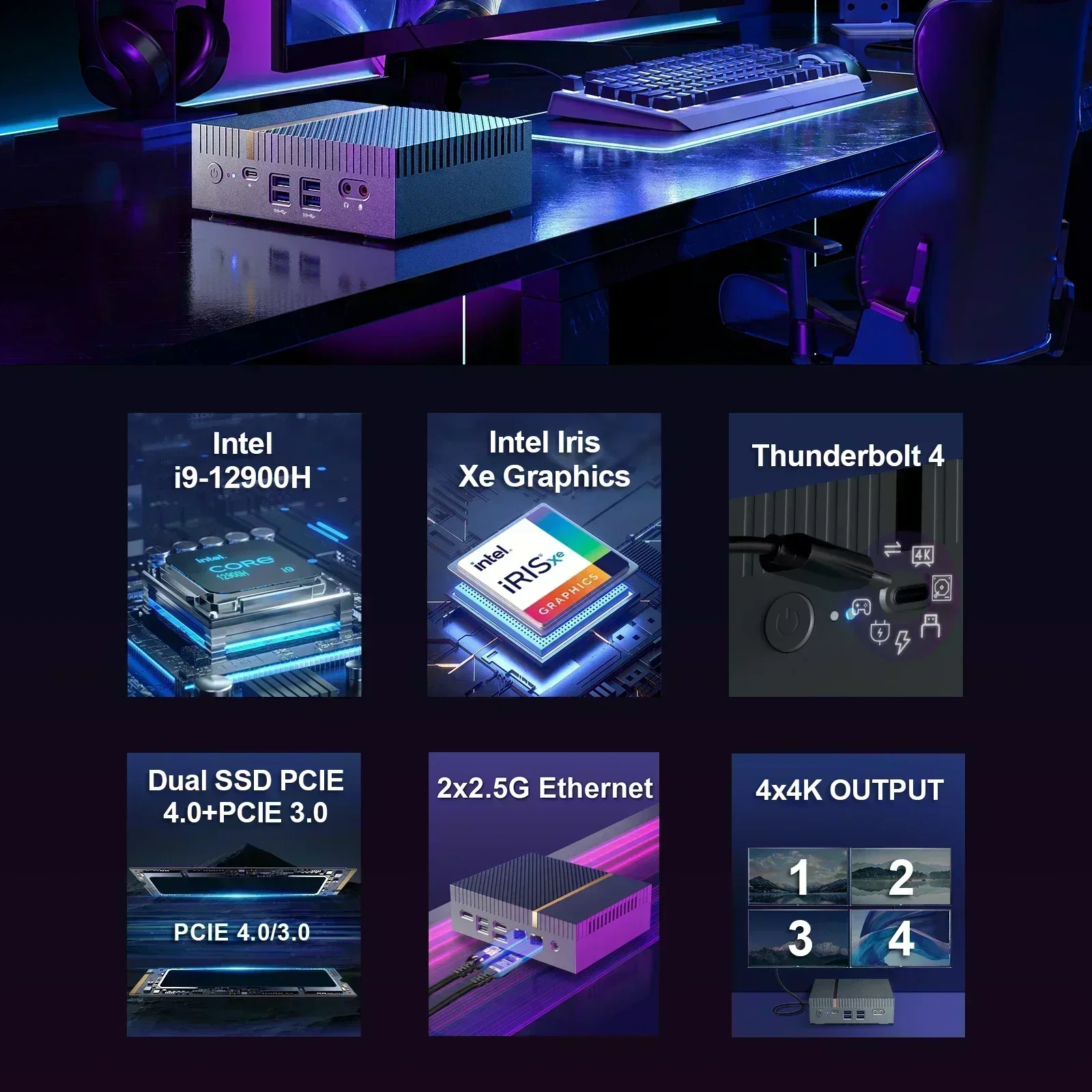 ミニPC Chatreey IT12 i5-1340P IT12 Mini PC Gaming Desktop Computer Intel i9 13900HK/12900H