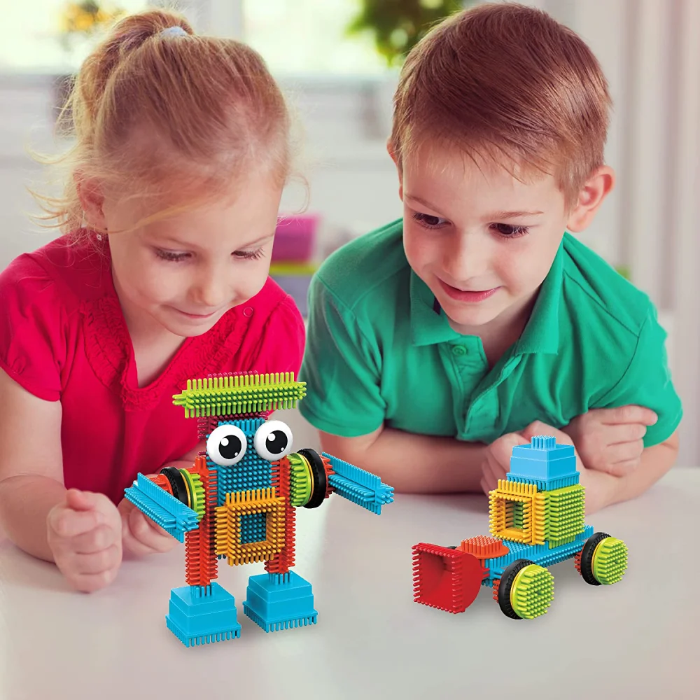 Building Blocks Toys Building Block Children&rsquo;s Bristle Shape Intellectual Modeling Interactive Parent-Child Assembly Diy Educational Brick Toy