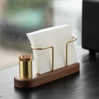 HeMu-Tooth Swab Tube Tissue Holder, Black Walnut, Minimalist Dining Table Tissue Storage Rack, Restaurant Coffee Shop Paper Box 2