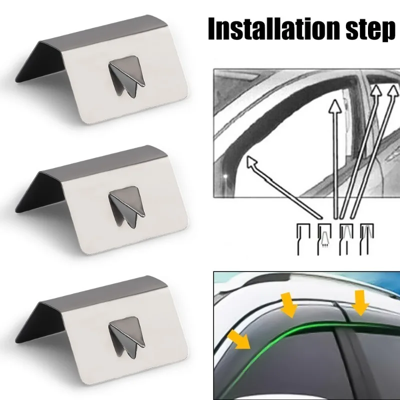 Deflettori Per Finestrini Auto - Clip In Acciaio Inox Per Fissaggio Sicuro