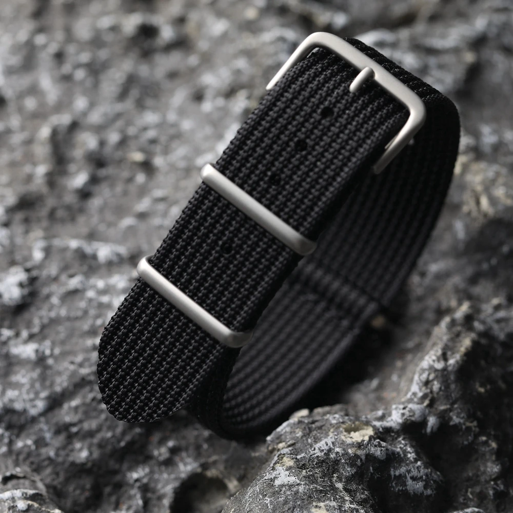 Vintage-Inspired Ultra-Thin Hand-Stitched Nylon Strap - Blue, Green, Grey, Black