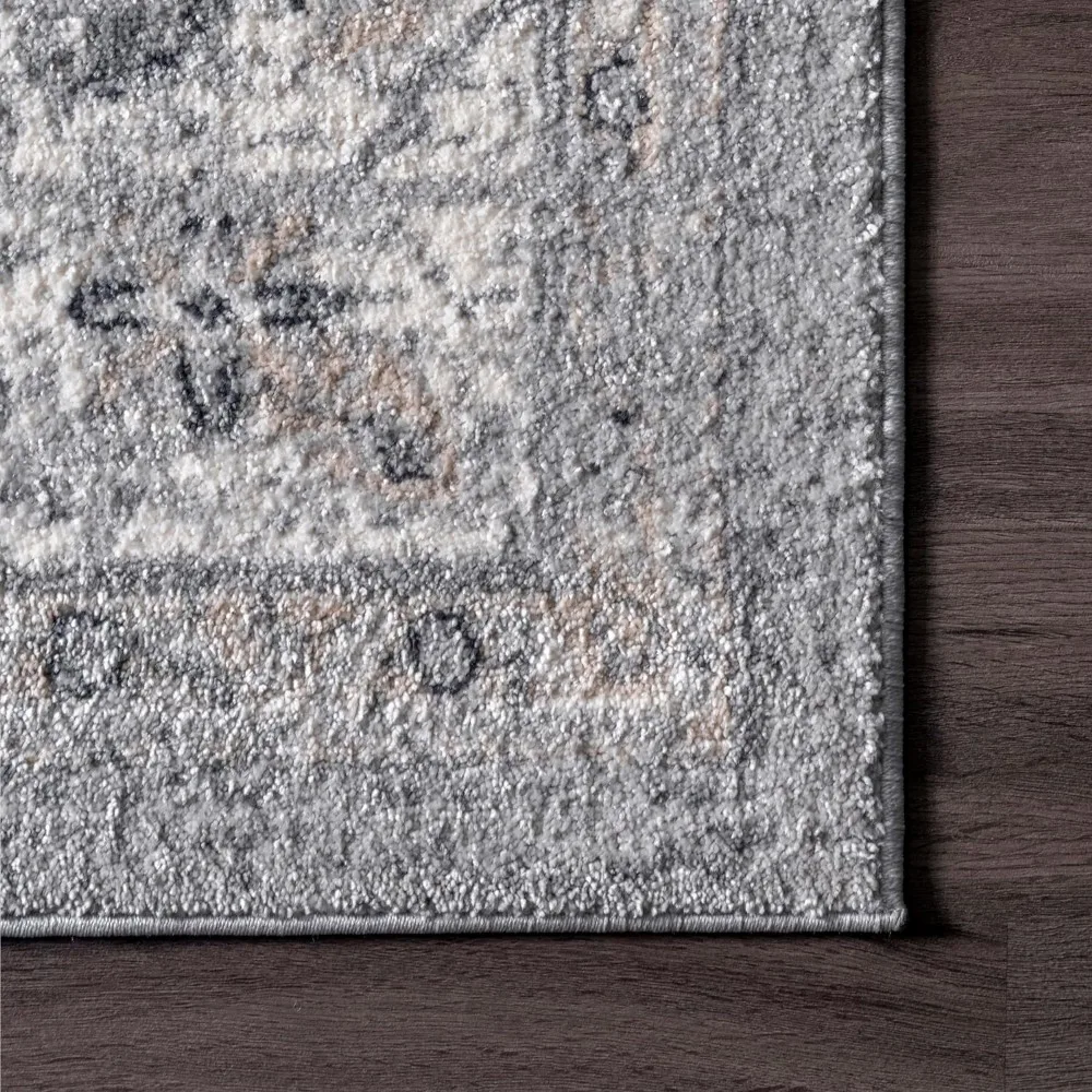 Gena Distressed Transitional Medallion Area Rug Carpet Living Room Decor 8x10 Light Grey Freight Free Decoration Home Textile