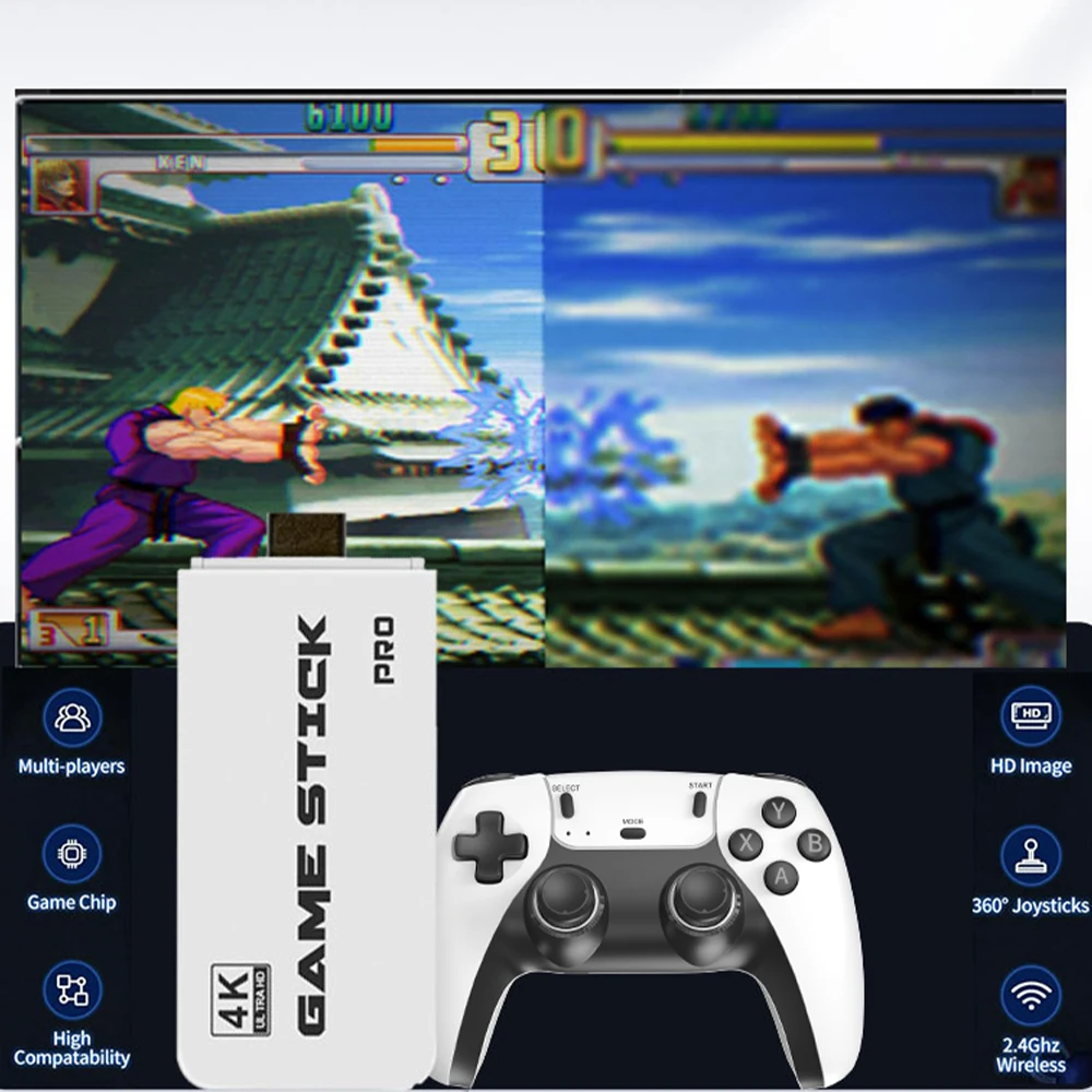 Salange Video Game Sticks M8 4K Pro Console 2 Wireless Controller Game Stick 30000 Games Retro for Ropshiopping Xmas Gift video game console,game console,video game stick,wireless controller,video game controller