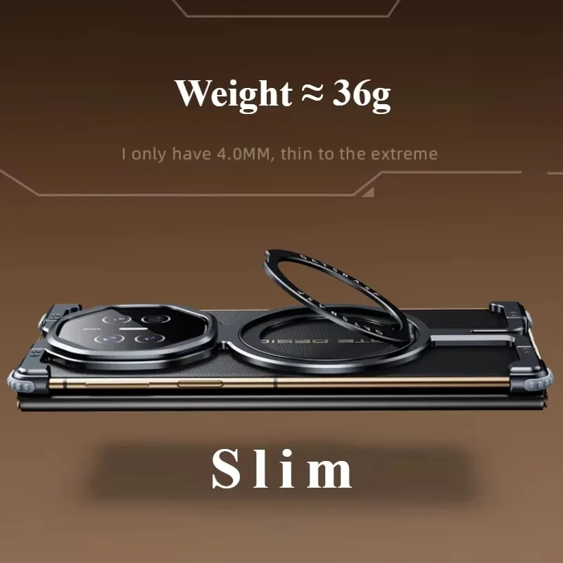 Eary for Huawei Mate XT Phone Case with 360 Rotatable Stand Metal Frameless Magnetic Protective Cover Aluminum Alloy Slim Bumper