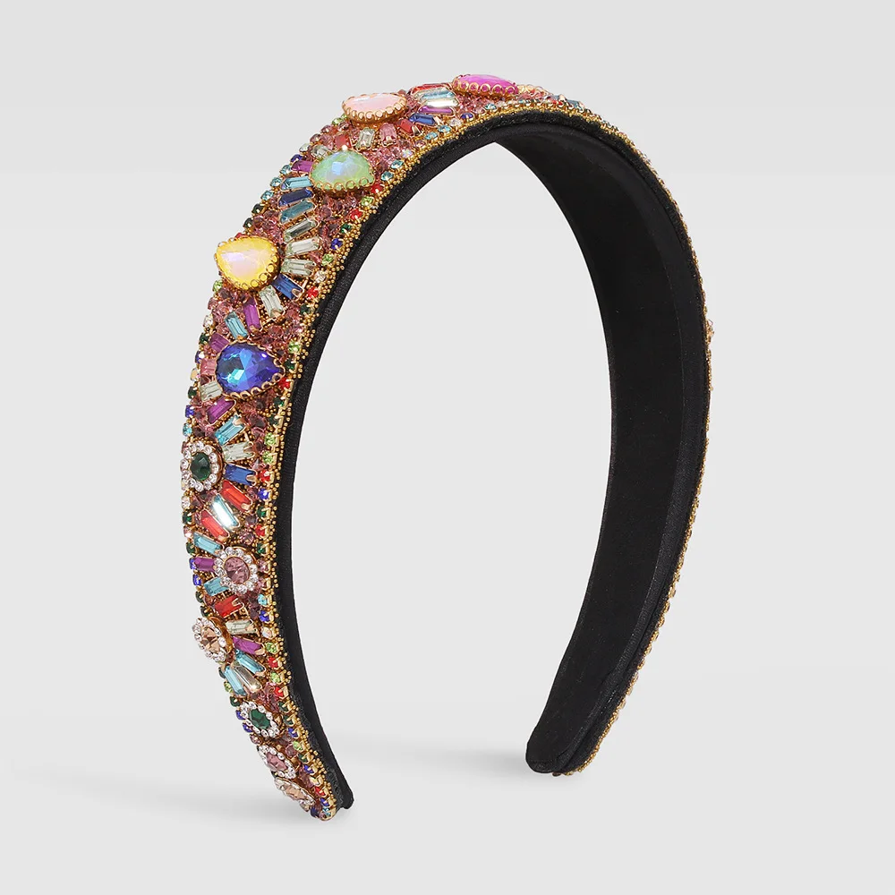 European and American Stylish Hair Accessories Baroque Diamond Beautiful Women's Exaggerated Colorful Crystals Retro Headband