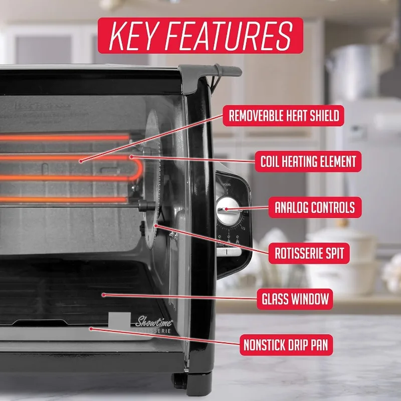 Ronco ST5500SBLK Series Rotisserie Oven, Countertop Rotisserie Oven, 3 Cooking Functions: Rotisserie, Sear and No Heat Rotation 4