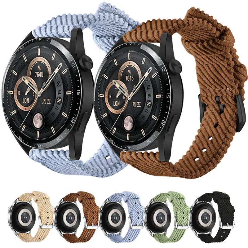 

20mm 22mm Fabric Watch Strap For Samsung Galaxy Watch 6 5 4 3 40mm 44mm 5 Pro Huawei Watch GT3 GT2 Corduroy Nylon Band Bracelet