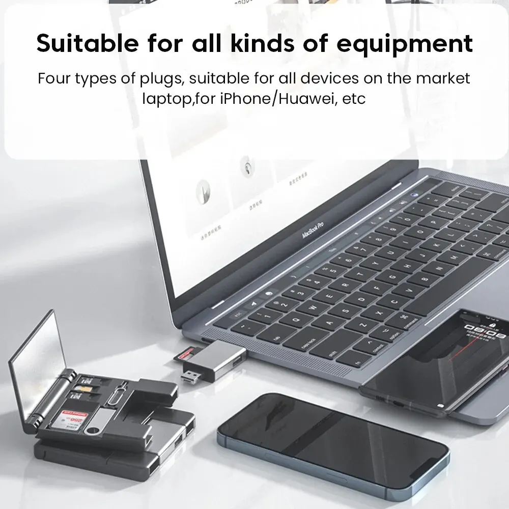 7-in-1 다기능 카드 리더 스토리지 박스, SD 카드 마이크로 SD 카드 케이스, OTG 어댑터, USB 2.0 C 타입 어댑터 카드 스토리지 박스