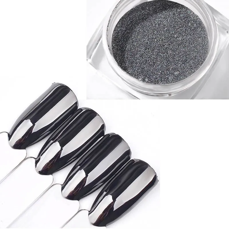 1g/Box DIY Black Mirror Nail Glitter Powder Dazzling Shining Chrome Pigment Dust Paillettes Nail Art Decorations