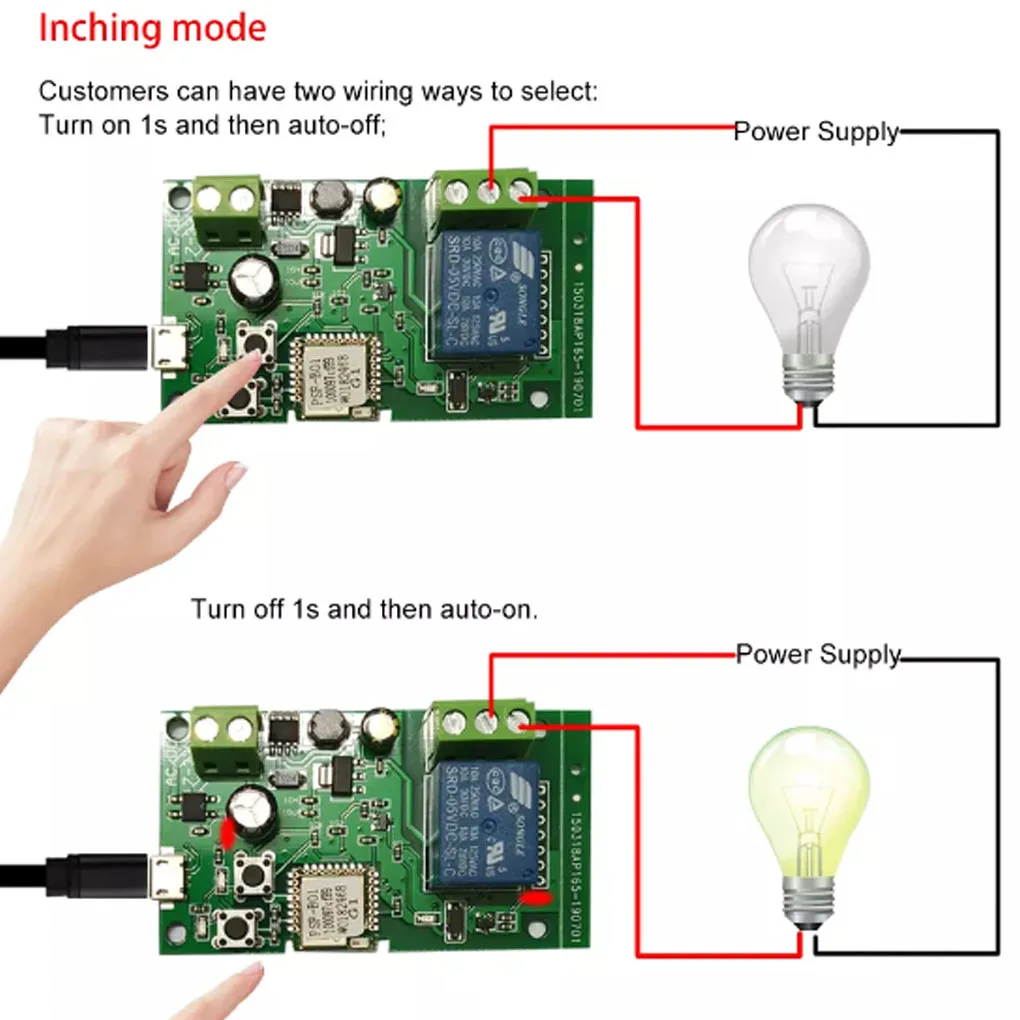 

WiFi Relay Switch Module Remote Control Self-locking Power Supply APP Timing Replacement Circuit Board Part Accessories