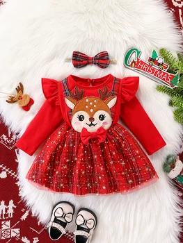 Girls Christmas Reindeer Dress 1