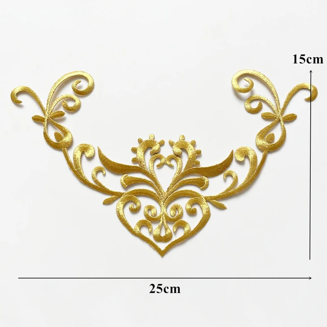 1pc Embroidery Appliques V-neck Collar Iron Sew On Patch For Wedding Bridal  Clothes Dress Decoration DIY Crafts