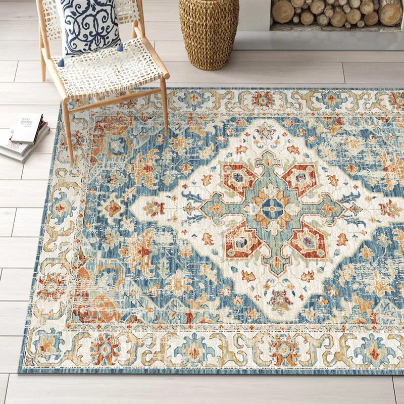Retro Style Rugs for Bedroom Bohemian Cloakroom Carpet Home Non-slip Washable Floor Mat Morocco Living Room Decoration Soft Rug 3