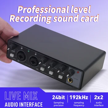 SC22 오디오 인터페이스 녹음 사운드 카드 48V 팬텀 파워 일렉트릭 기타 사운드 믹서, 전문 믹싱 콘솔 스튜디오 라이브