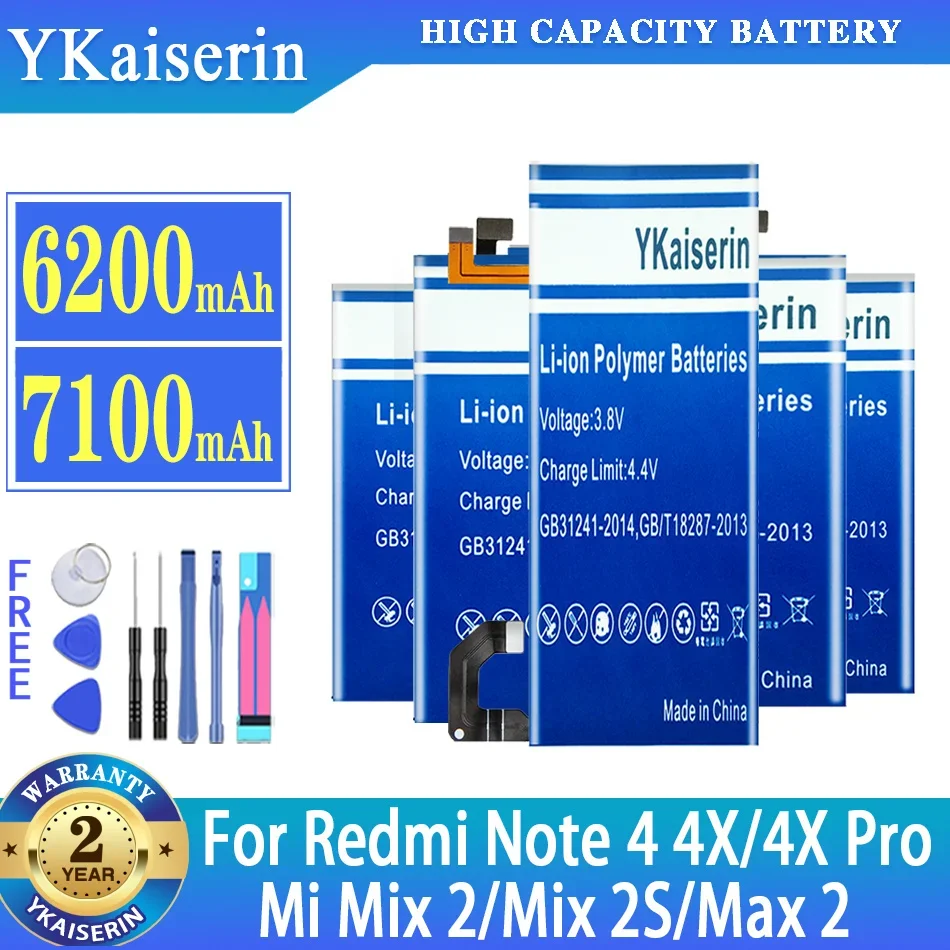 Ykaiserin Bm50 Bm49 Bm3B Bn41 Bn43 Batteria Per Xiaomi Mi Mix 2 2S Max 2 Per Redmi Note 4 4X Pro Note4 Note4X Note4X Pro Batteria