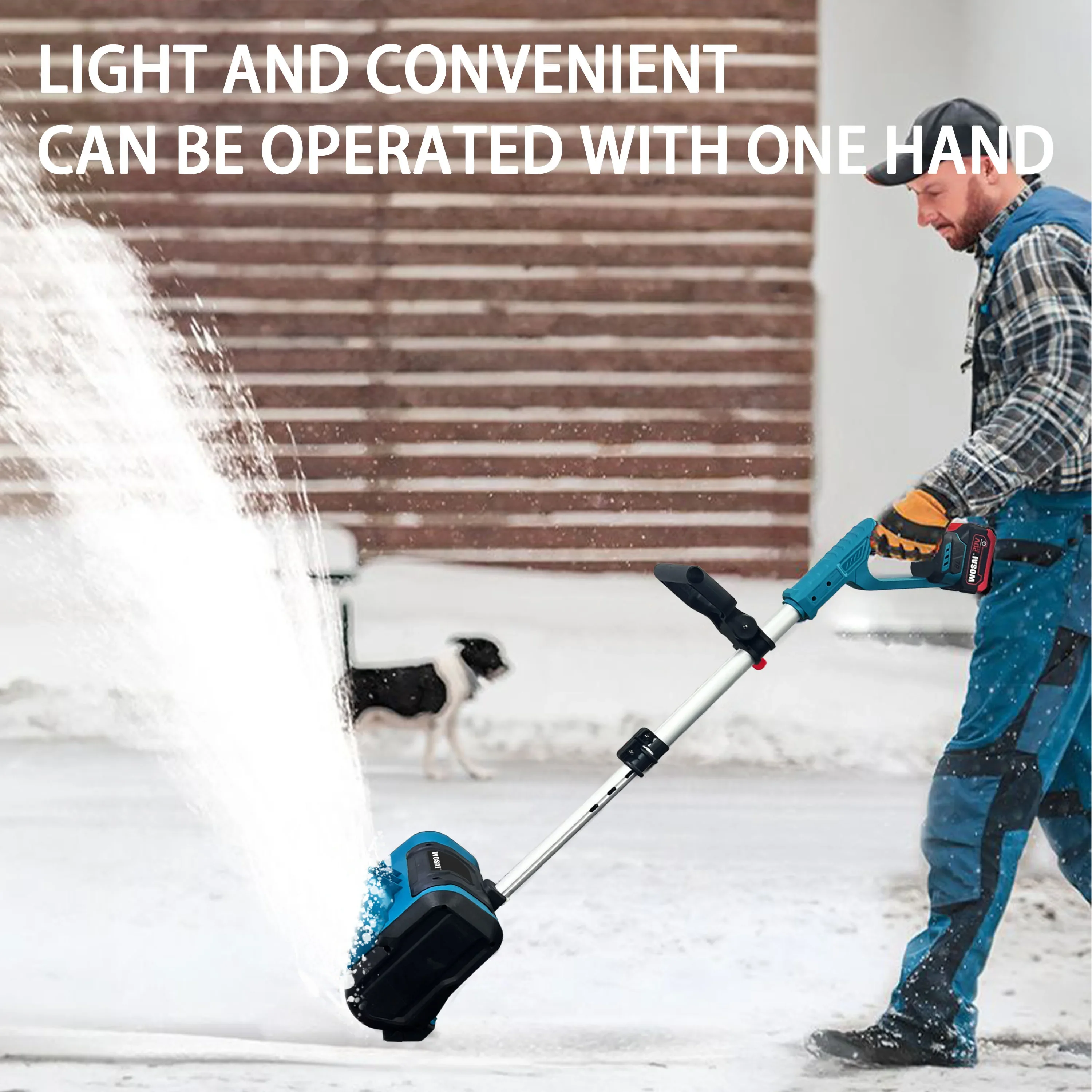 WOSAI 20V Hand-Held Rechargeable Cordless Electric Snow Shovel Winter Battery Powered Snowplow Brushless Snow Shovel