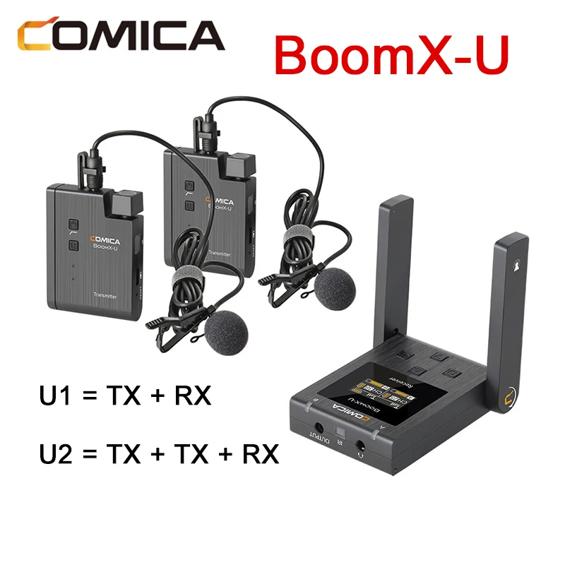 

Comica BoomX-U Wireless Microphone Kit for DSLR Camera Phone Broadcasting Level U1 U2 Mic Mini UHF Transmitter Receiver Kit