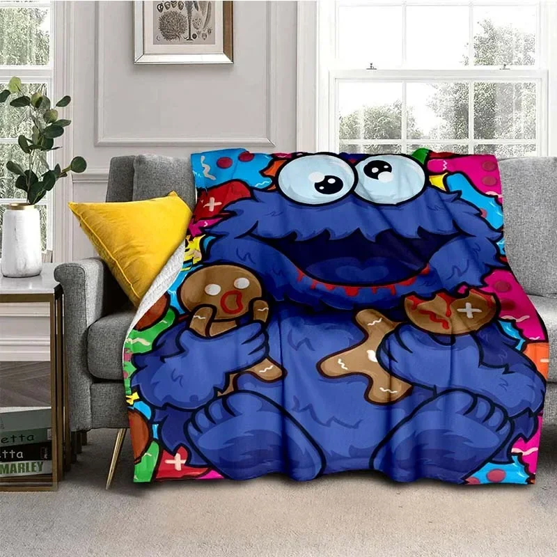 3D Print S-Sesame Street cartoon  Flannel Throw Blanket,Multi-purpose Holiday Gift Blanket Warm And Soft Blankets All Seasons 4