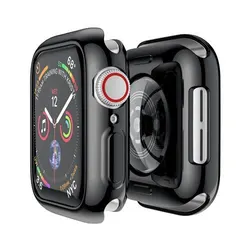 Premium Clear TPU Bumper Screen Protector Cover for Series 4 5 6 SE 44mm (Black)