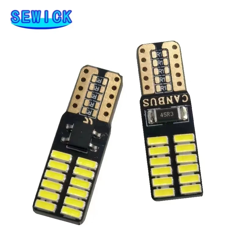 100pcs 12V/24V Canbus T10 W5W 194 501 ڵ LED ׸ Ǳ   ڵ ڵ 24SMD Ŭ  ȭƮ