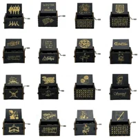 Creative Wooden Hand cranked Music Box Black Series Music Octave Box Movement Wooden Octave Box Music Box 1