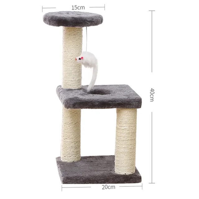 3-Layers Cats Toys Scratching Post Sisal Rope Three Pillars for Kitten Grind Claw Cat Climbing Frame Posts Pet Furniture 2