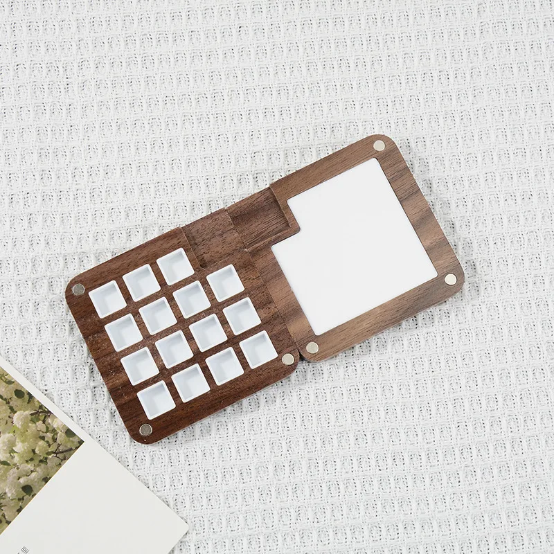 Empty Wooden Watercolor Palette Portable Mini Travel Watercolor Acrylic Paint Box Square Tray Box Art Painting Supplies paint tray color palette watercolor palette