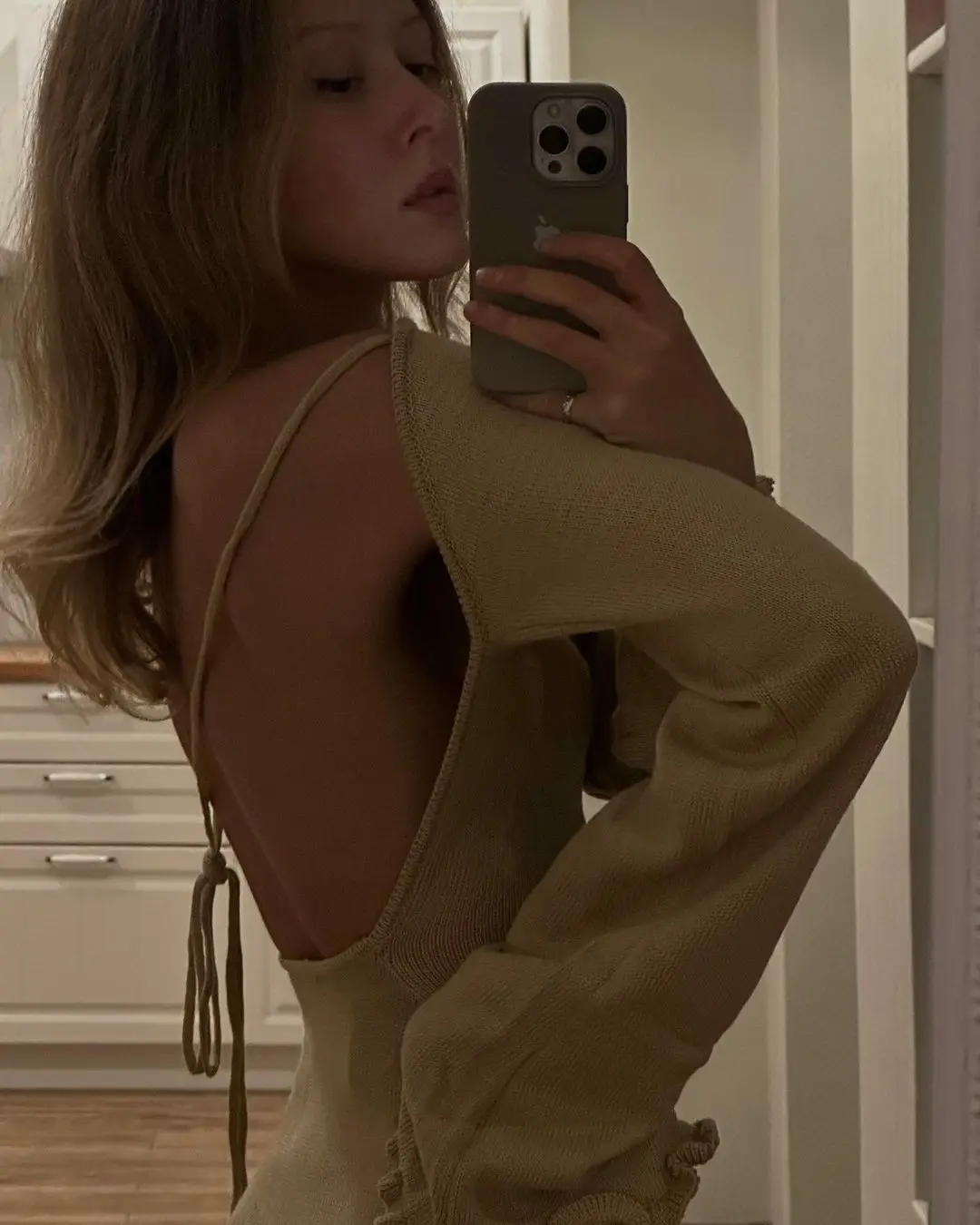 Ruffled Backless Knit Dress Solid Female Casual Lace-Up High Waist Long Sleeve Maxi Dress Knitwear Bandage Fashion Dress