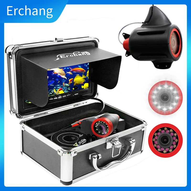 Caméra de pêche sous-marine Erchang 7" infrarouge 24 LEDs pour pêche sur glace hivernale