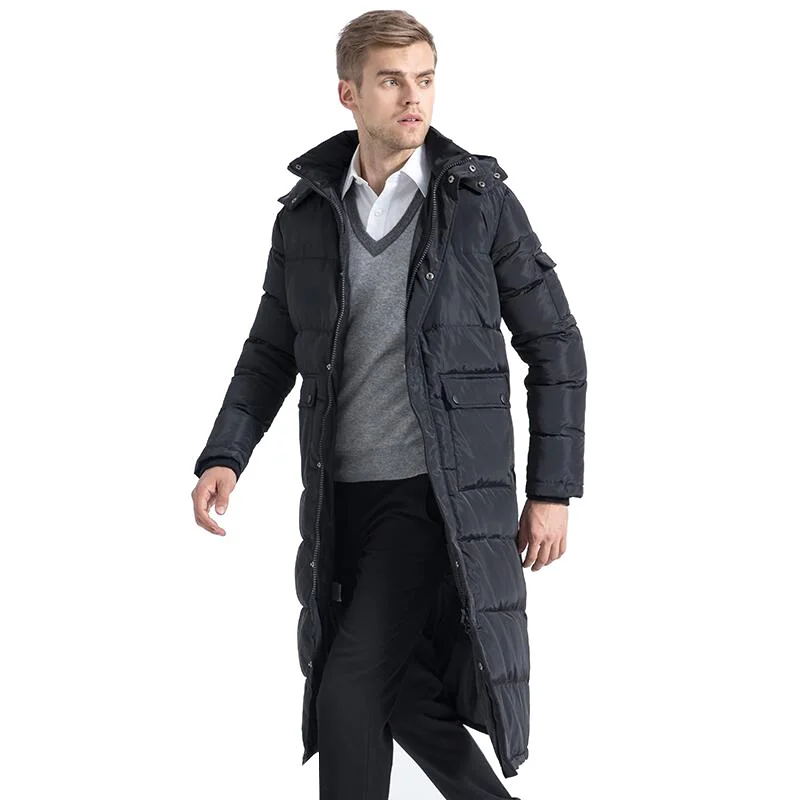 

New Winter Down Jacket and Long Down Jacket In Middle-aged Male Big Yards Thickening Man Male Knee Coat on Sale