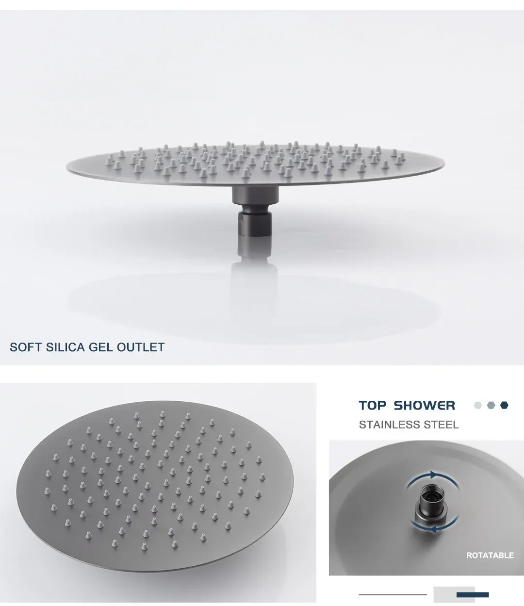 Description Picture 5 of itemGunmetal Grey Hot And Cold Shower System With Concealed Brass Diverter Valve Kit 1/2/3 Way Mixer Tap Handheld Head Bathtub Spout