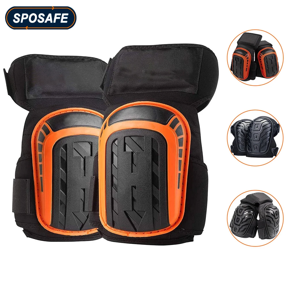 

1Pair Professional Knee Pads with Adjustable Straps Safe EVA Gel Cushion PVC Shell Knee Pads Knee Armor for Heavy Duty Work