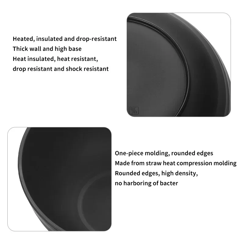 30/32 pc/set of black wheat straw PP tableware,including household plates,soup bowls,cupsand plates, reusable tableware