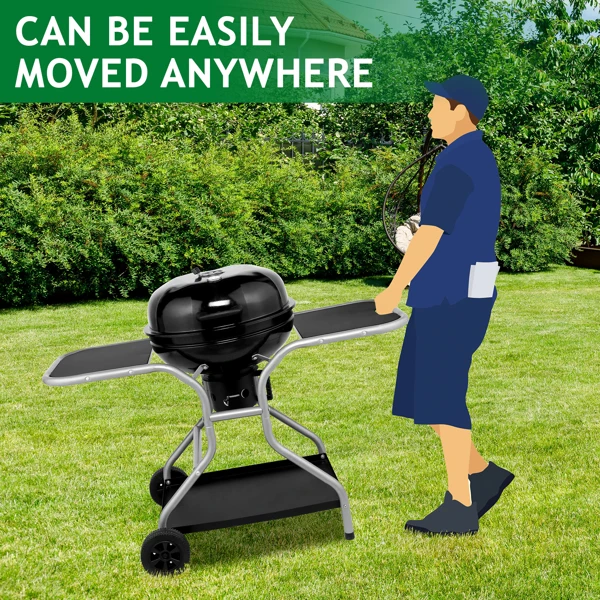 128*64*100cm 黑色 带架子和轮子 车型 铁制 碳烤炉-29