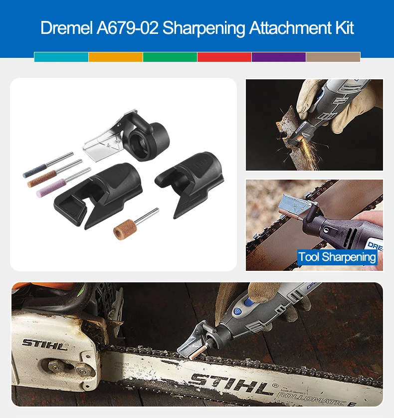 Dremel A679-02 Sharpening Attachment Kit for Sharpening Outdoor Gardening  Tools, Chainsaws, and Home DIY Projects, Medium