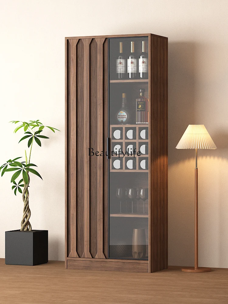 

Living Room Solid Wood Wall Display Cabinet Small Apartment Home New Chinese Glass Door Storage Customization