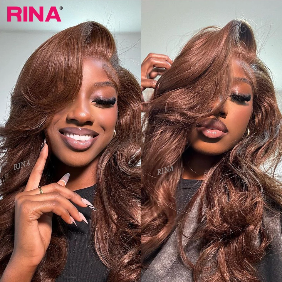 Chocolate Brown 13x4 Lace Frontal Wig Body Wave Wig Pre Plucked