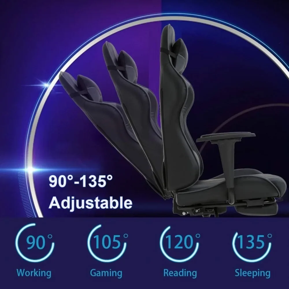 Gaming Chair Cheap Desk Chair Executive PU Leather Rolling Swivel Computer Chair With Lumbar Support Grey Office Furniture 6