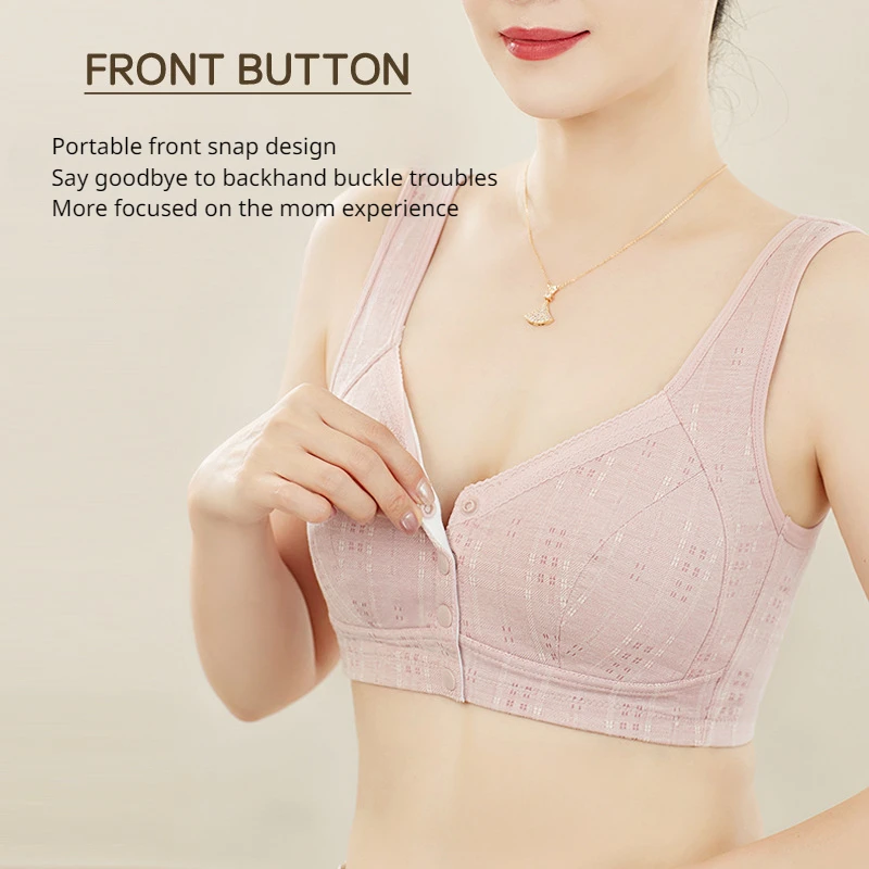thumbnail image 5 of Lencería de talla grande sin aros para mamá y niña, ropa interior con botones frontales, chaleco de algodón suave para mujer, sujetador para mediana edad y ancianos, 5 of 5