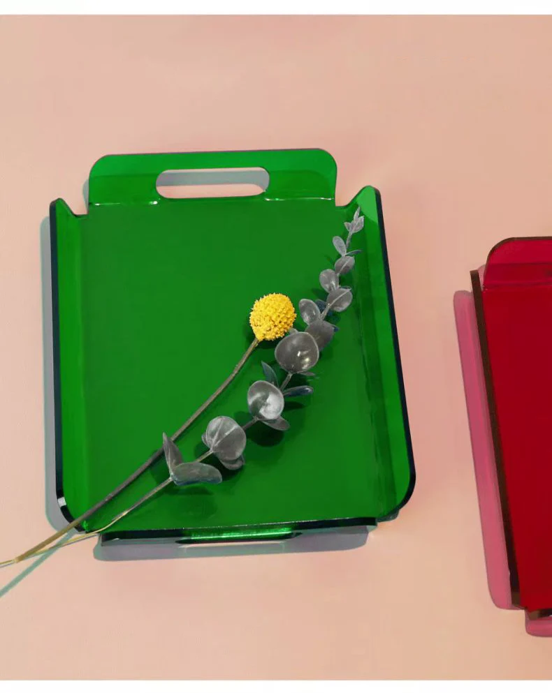 Description Picture 6 of itemAcrylic Serving Tray with Handles for Cosmetics Perfume,Spill-Proof Organizer,Space-Saver,Food & Drink Server Home Storage DÃ©cor