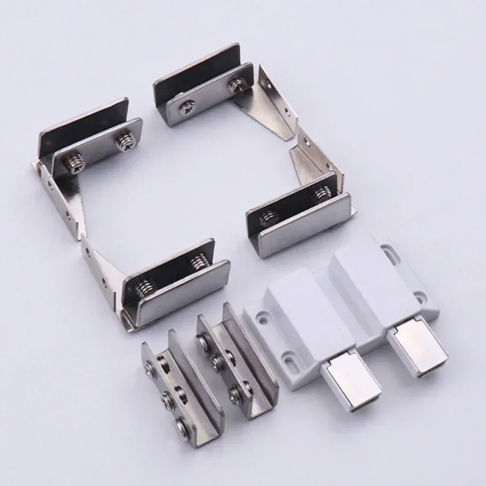Stainless Steel Glass Door Hinge Glass Clamp Double Head Magnetic Catch Display Cabinet Hinge For 5-8mm Furniture Hardware cabinet door hinges furniture hinge cabinet hinges stainless steel door hinges